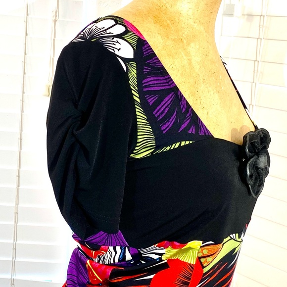 BLUE D’AZUR France top blouse black red stretchy - Picture 15 of 15